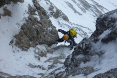 In der dritten Seillänge nach der Schlüsselstelle. Fühlte sich schon anspruchsvoll an, doch die Bohrhaken geben ordentlich Sicherheit