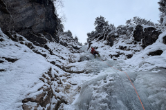 Die erste Länge von der Ettaler Mühle ist zwar dünn aber gut kletterbar