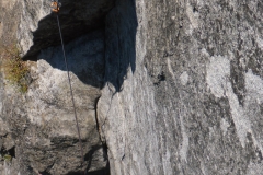 Verena in der Crux von Kiddie Corner an Pat and Jacks Pinnacle
