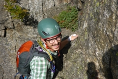 I was leading an intensely hard first pitch. Rated VI+/VII- and noriously wet, I was truly happy to find a good place for a belay after circumventing the intimidating overhang lurking above the pitch
