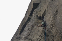 Ian throws himself into the off width at the end of pitch 4. Crack Attack!!!