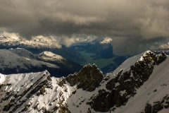 Blick auf den Reschensee aus der Eisrinne
