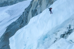 Die letzte Länge geht 60m über den Bergschrund