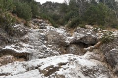 Am Einstieg zur rechten Rinne wie in den letzten Jahren oft kaum Eis. Aber kletterbar