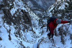 Die Mixedlänge hatte gar keinen Schnee und war bröselig, deswegen ein wenig heikel links umgangen