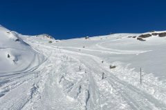 Insgesamt aber wenig Schnee, die Zaunlatten stehen ganz schön weit raus (oder wurden verlängert)