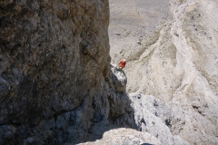 Via Del Calice am Innerkoflerturm. Kurz: Geniale Route, Stände ordentlich, sonst eher wenig Material. C4 0.3 - 2 und ein paar Keile sind weniger hilfeich als obligat