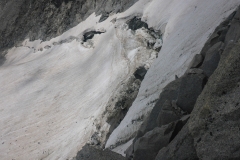 letztes Problem: der Bergschrund. Ganz schön gross das Ding